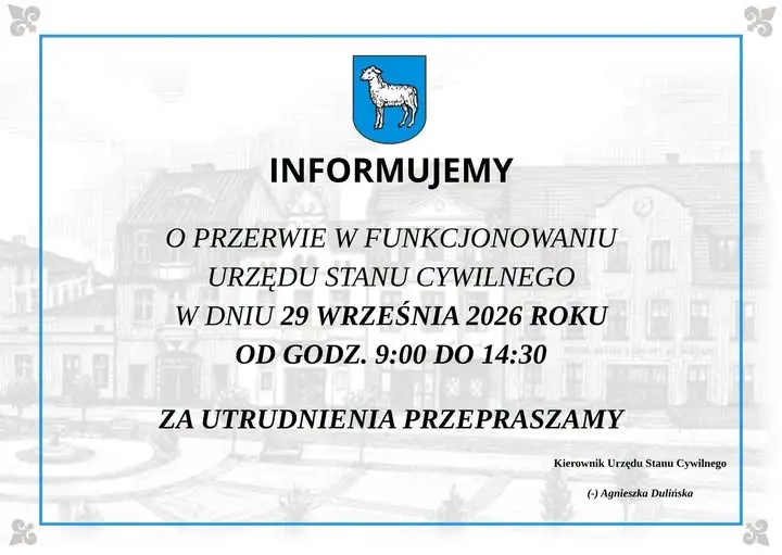 Urząd Stanu Cywilnego w Gminie Mrocza nieczynny 29 września – przerwa w godzinach 9:00–14:30