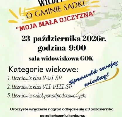 Konkurs Wiedzy o Gminie Sadki „Moja Mała Ojczyzna” – sprawdź swoją wiedzę