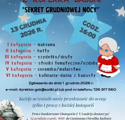 XIX Konkurs Rękodzieła „Z Kuferka Babuni” w Sadkach – zgłoszenia do 1 grudnia