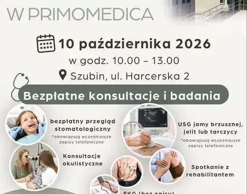 Drzwi otwarte w Centrum Medycznym Primomedica w Szubinie – bezpłatne badania i konsultacje