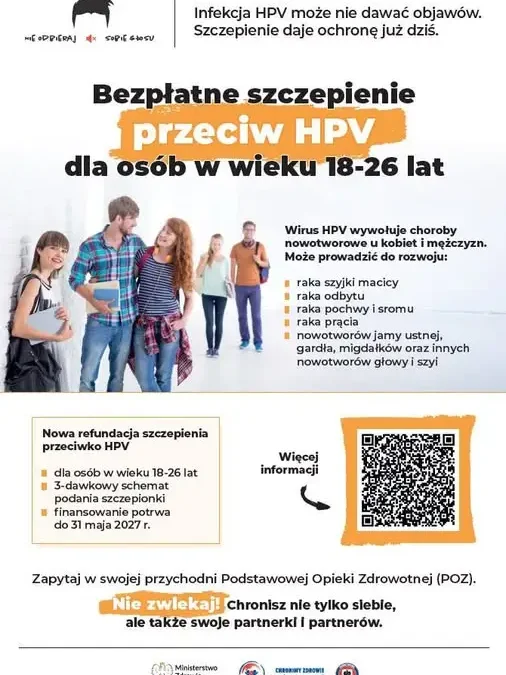 Bezpłatne szczepienia przeciw HPV dla osób w wieku 18-26 lat. Program potrwa do maja 2027 roku