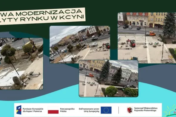Kcynia modernizuje rynek – fontanna, ławka Czochralskiego i nowe oświetlenie
