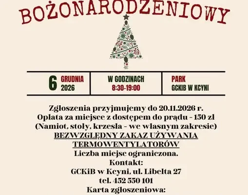 Jarmark Bożonarodzeniowy w Kcyni – trwają zapisy dla wystawców