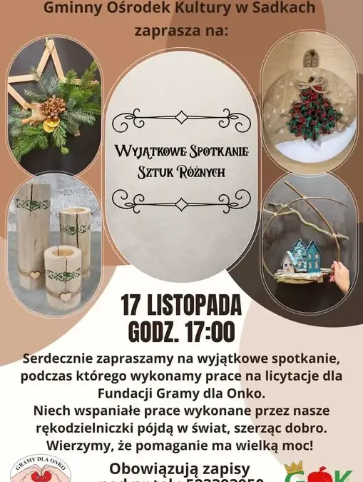 Sztuka dla dobra – wyjątkowe spotkanie w Sadkach wspiera Fundację Gramy dla Onko