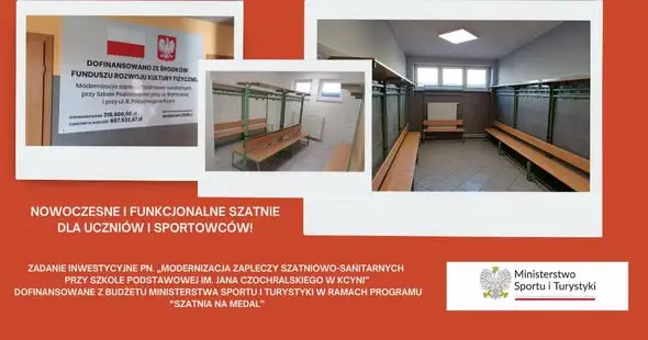 Kcynia: zakończono modernizację szatni przy Szkole Podstawowej im. Jana Czochralskiego